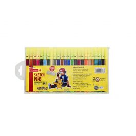 Camlin Sketch Pens With Free Stencil - 24 Multi Color Bold And Bright  Shades